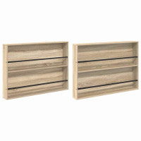 Produktbild för Tidningshylla 2 pcs Sonoma-ek 100 x 12 x 70 cm Konstruerat trä