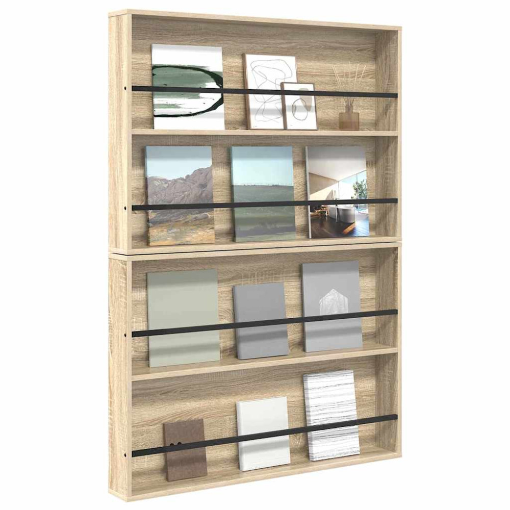 Produktbild för Tidningshylla 2 pcs Sonoma-ek 100 x 12 x 70 cm Konstruerat trä