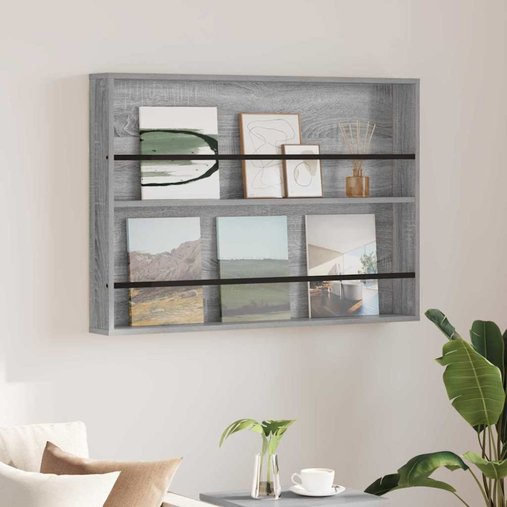 Produktbild för Tidningshylla Grå Sonoma 100 x 12 x 70 cm Konstruerat trä