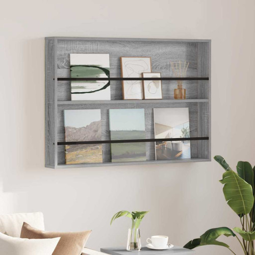 vidaXL Tidningshylla Grå Sonoma 100 x 12 x 70 cm Konstruerat trä
