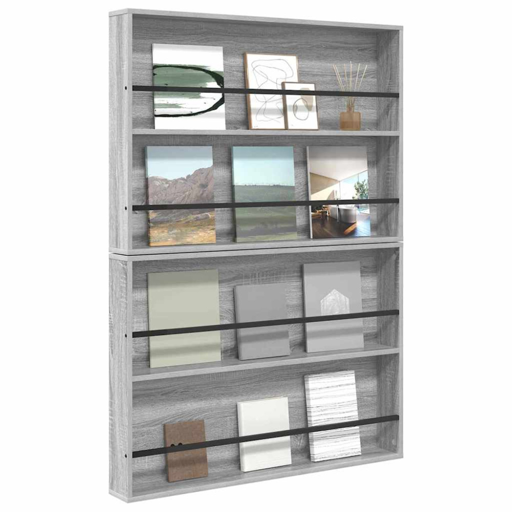 Produktbild för Tidningshylla 2 pcs Grå Sonoma 100 x 12 x 70 cm Konstruerat trä