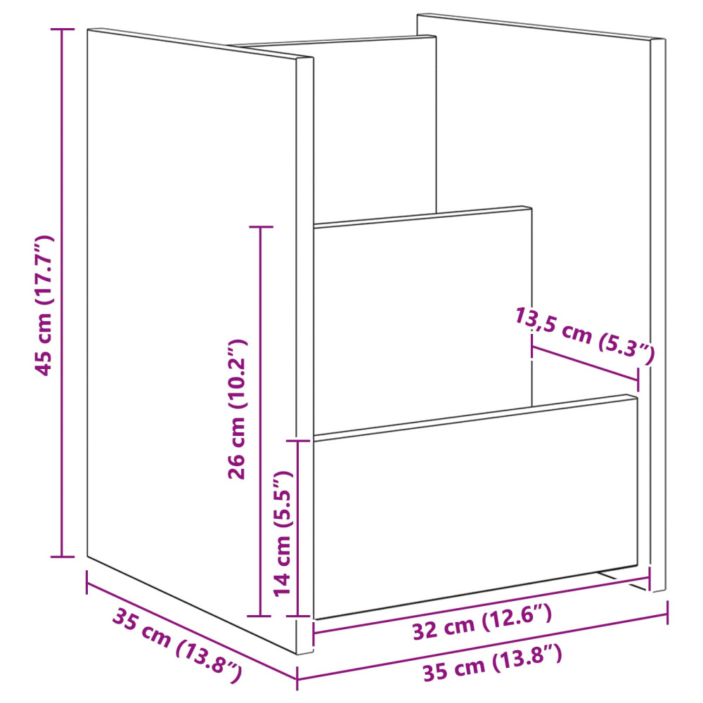 Produktbild för Tidningshylla Sonoma-ek 35 x 35 x 45 cm Konstruerat trä
