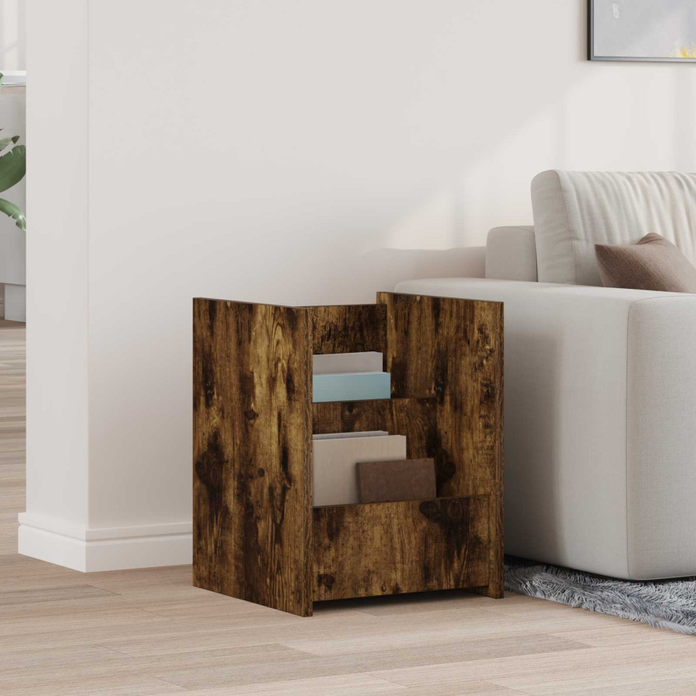Produktbild för Tidningshylla med hylla Rökt ek 35 x 35 x 45 cm Konstruerat trä
