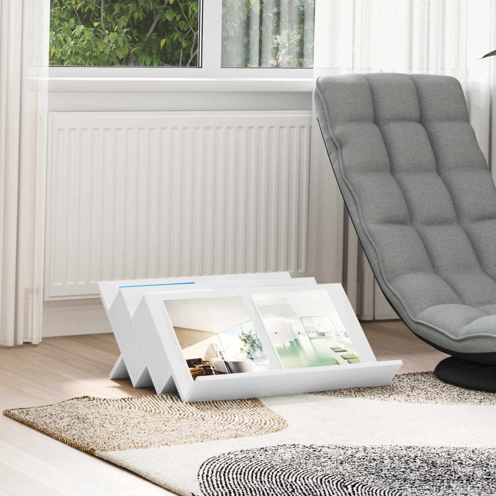 Produktbild för Tidningshylla med hylla Vit 65 x 53 x 28,5 cm Konstruerat trä