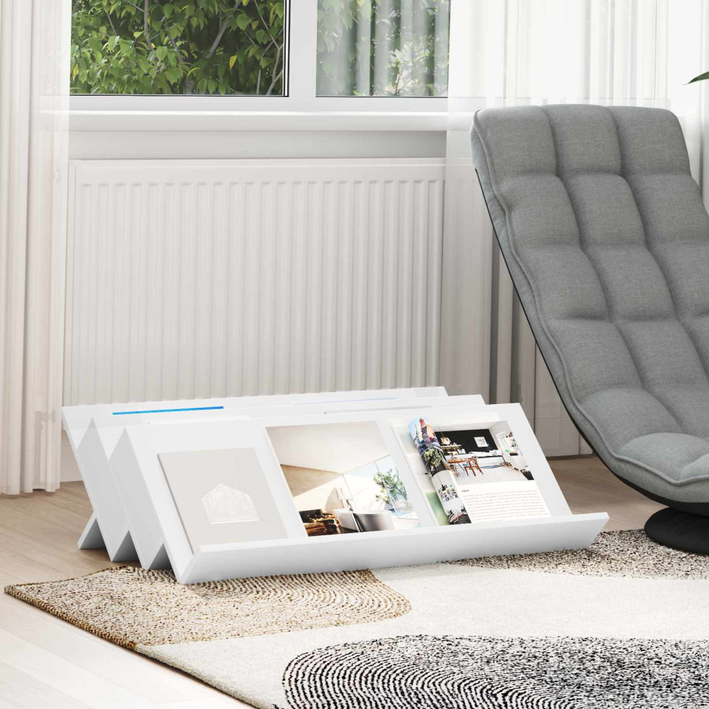 Produktbild för Tidningshylla med hylla Vit 90 x 53 x 28,5 cm Konstruerat trä