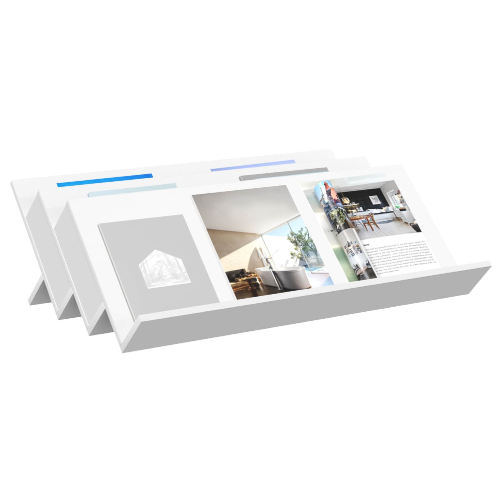 Produktbild för Tidningshylla med hylla Vit 90 x 53 x 28,5 cm Konstruerat trä