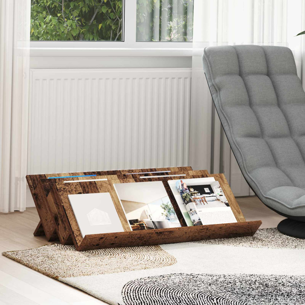 Produktbild för Tidningshylla Gammalt trä 90 x 53 x 28,5 cm Konstruerat trä
