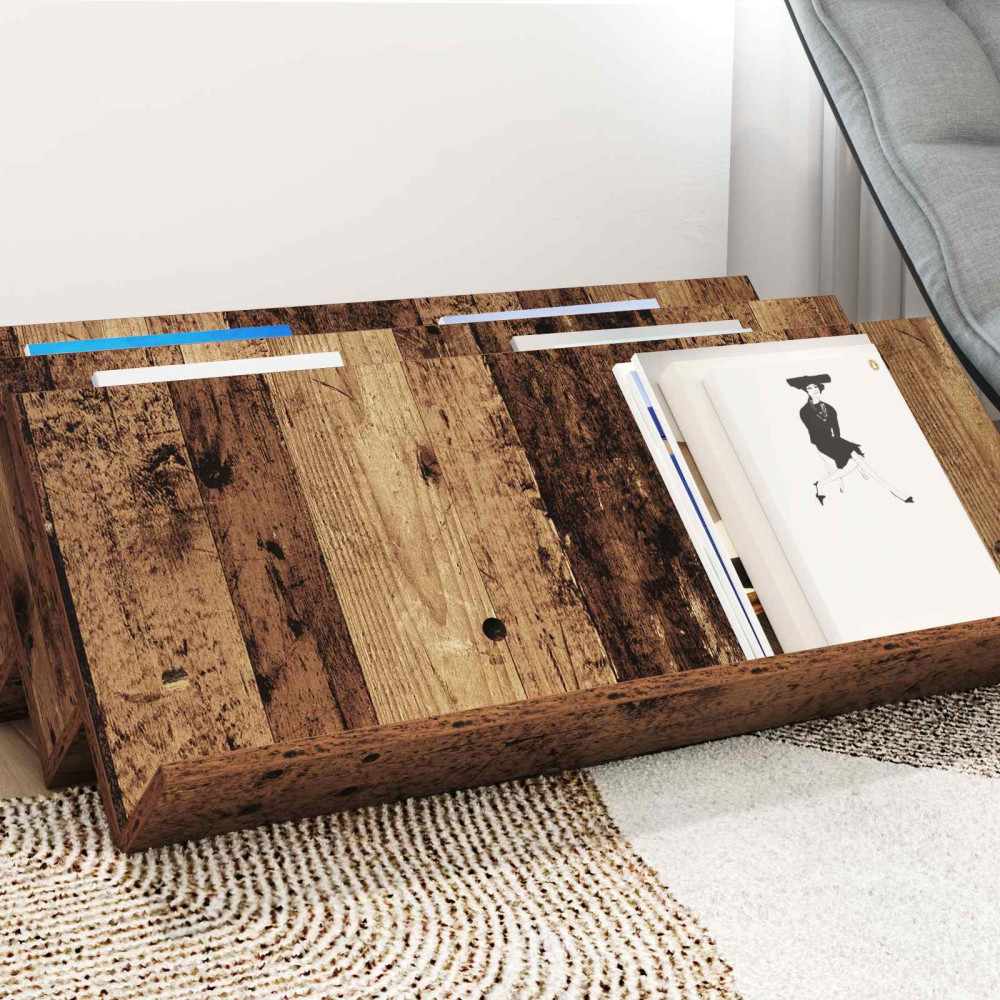 Produktbild för Tidningshylla Gammalt trä 90 x 53 x 28,5 cm Konstruerat trä