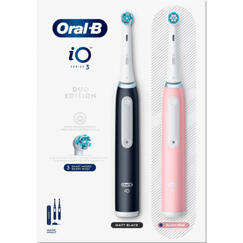Braun Oral-B iO Series 3 Eltandborste – dubbelpack – svart och ros...