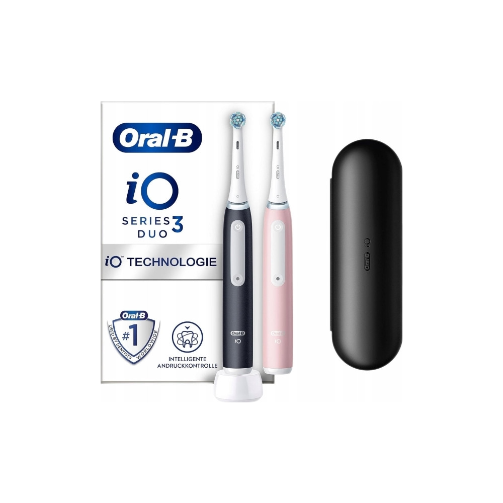 Produktbild för Oral-B iO Series 3 Eltandborste – dubbelpack – svart och ros...