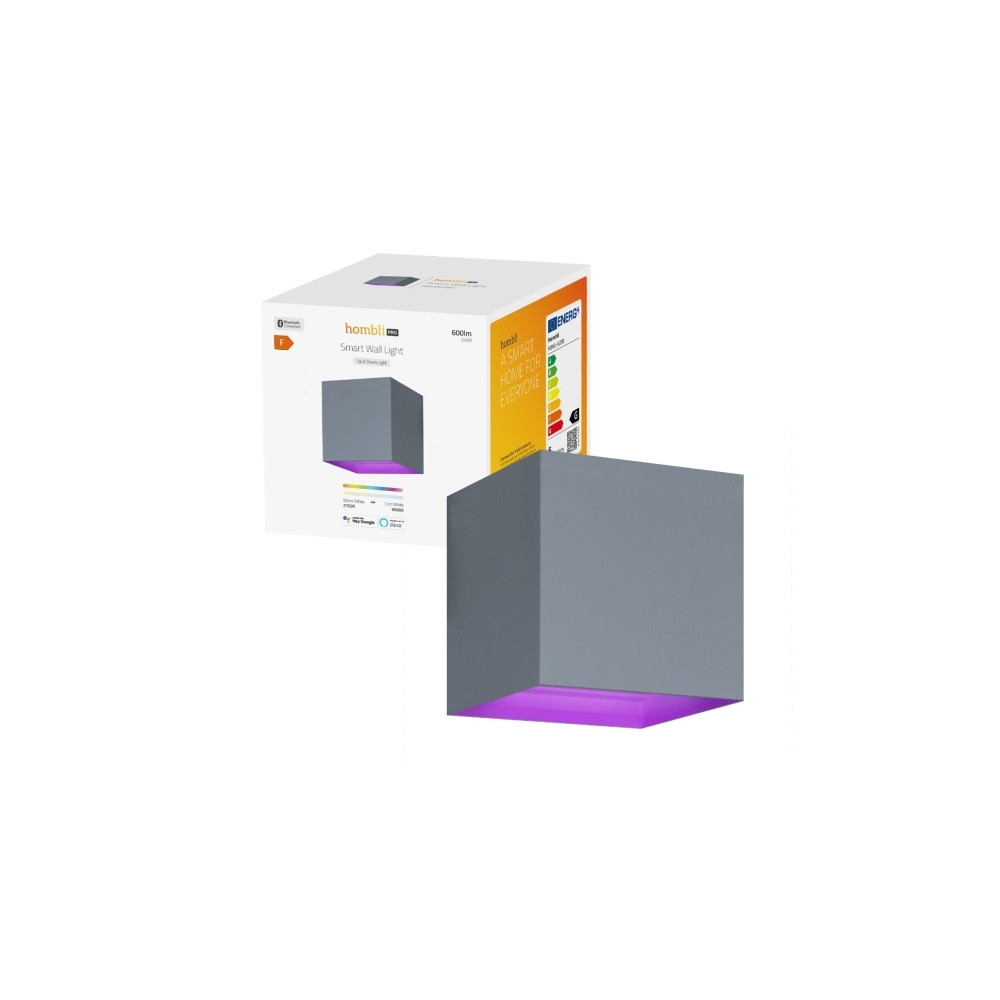 Produktbild för Hombli Smart Wall Light - vägglampa - LED - 6 W - varmt till kallt vitt ljus - 2700-6500 K - kub - grå