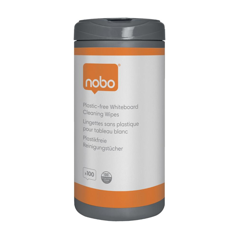 Produktbild för Whiteboardrengöring NOBO servetter 100/f