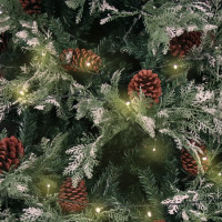 Produktbild för Belyst julgran med kottar grön&vit 225 cm PVC&PE