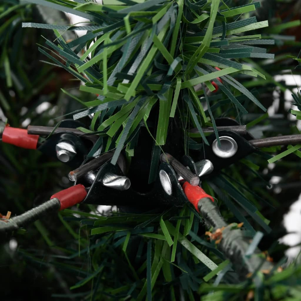 Produktbild för Belyst julgran med kottar grön&vit 225 cm PVC&PE