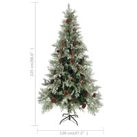 Produktbild för Plastgran och kottar grön och vit 225 cm PVC&PE