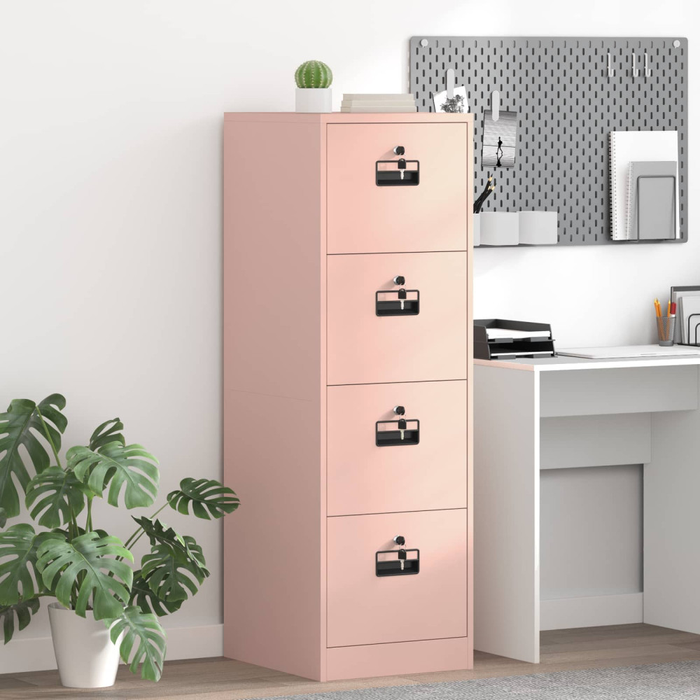 Produktbild för Arkivkåp med låda 2 pcs Rosa 44 x 50 x 139 cm Kallvalsat Stål