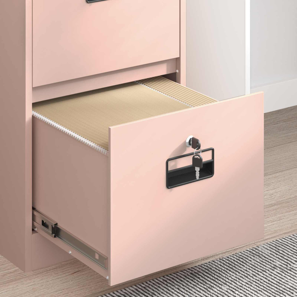 Produktbild för Arkivkåp med låda 2 pcs Rosa 44 x 50 x 139 cm Kallvalsat Stål