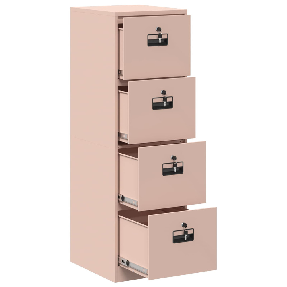 Produktbild för Arkivkåp med låda 2 pcs Rosa 44 x 50 x 139 cm Kallvalsat Stål