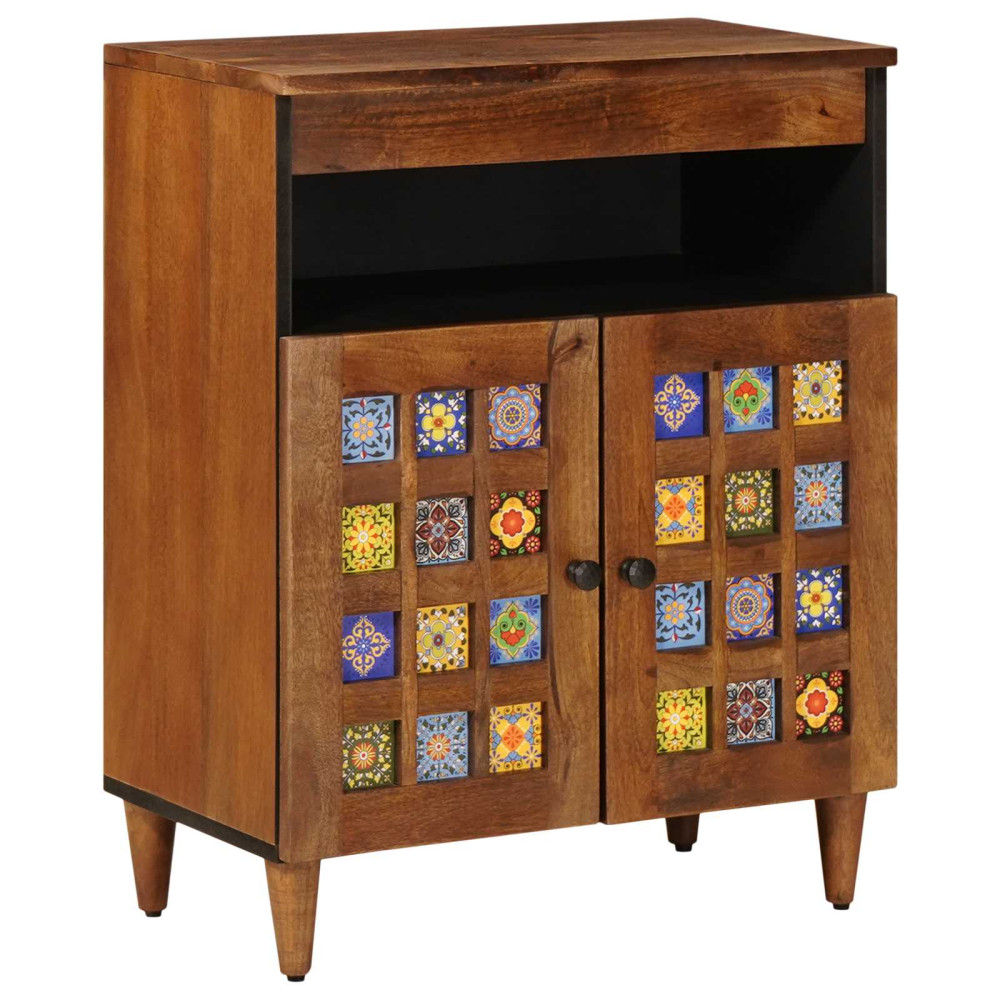 Produktbild för Sideboard med lagring Valnöt 60 x 33 x 75 cm Massivt mangoträ