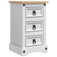 Produktbild för Sängbord med låda Corona Vit 35 x 32,5 x 58 cm Massiv furu