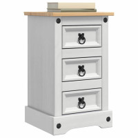 Produktbild för Sängbord med låda Corona Vit 35 x 32,5 x 58 cm Massiv furu