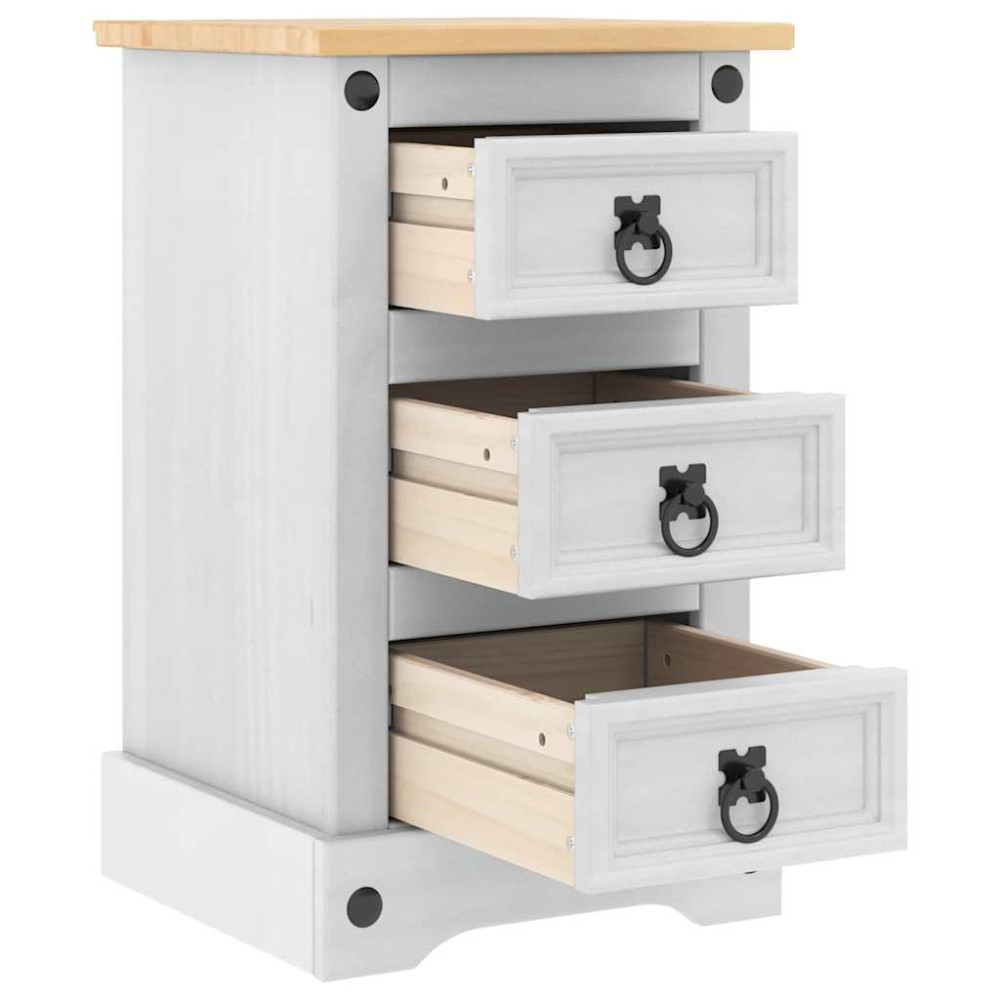 Produktbild för Sängbord med låda Corona Vit 35 x 32,5 x 58 cm Massiv furu