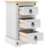 Produktbild för Sängbord med låda Corona Vit 35 x 32,5 x 58 cm Massiv furu