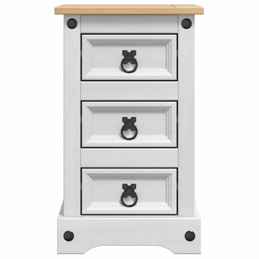 Produktbild för Sängbord med låda Corona Vit 35 x 32,5 x 58 cm Massiv furu