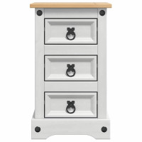 Produktbild för Sängbord med låda Corona Vit 35 x 32,5 x 58 cm Massiv furu