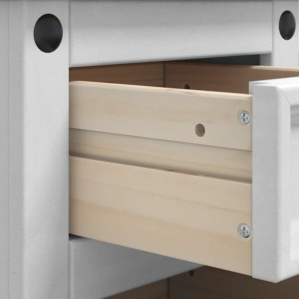 Produktbild för Sängbord med låda Corona Vit 35 x 32,5 x 58 cm Massiv furu