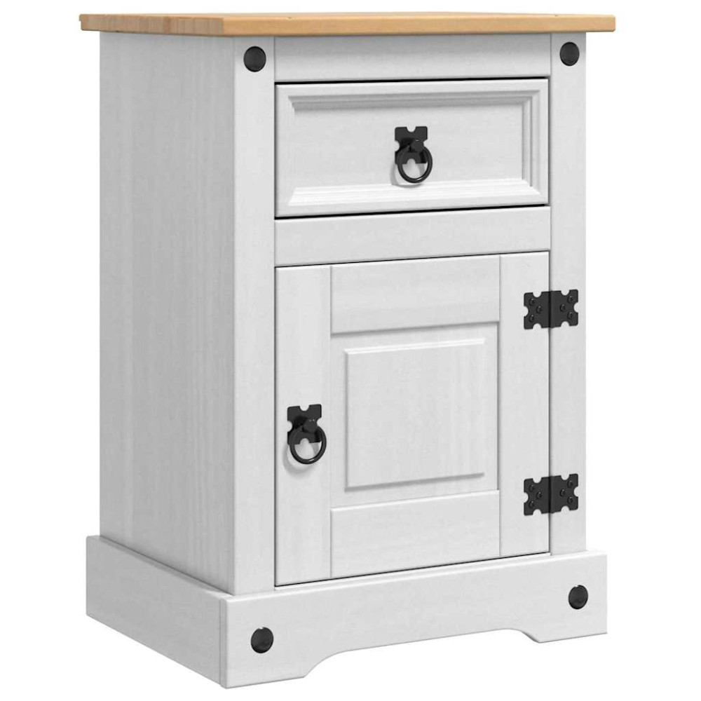 Produktbild för Sängbord med låda Corona Vit 45 x 35 x 64 cm Massiv furu