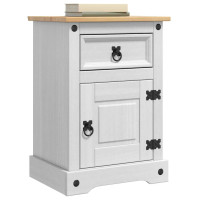 Produktbild för Sängbord med låda Corona Vit 45 x 35 x 64 cm Massiv furu