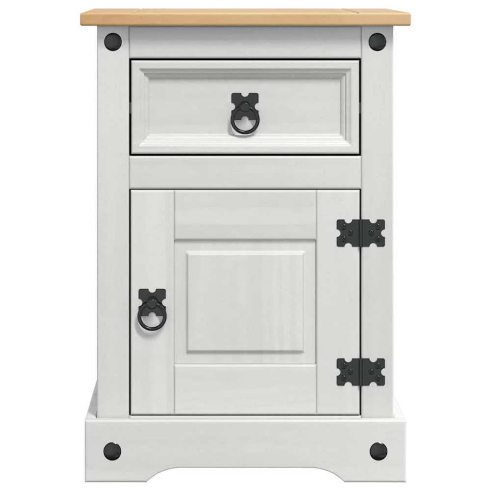 Produktbild för Sängbord med låda Corona Vit 45 x 35 x 64 cm Massiv furu
