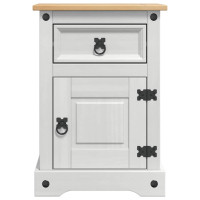 Produktbild för Sängbord med låda Corona Vit 45 x 35 x 64 cm Massiv furu