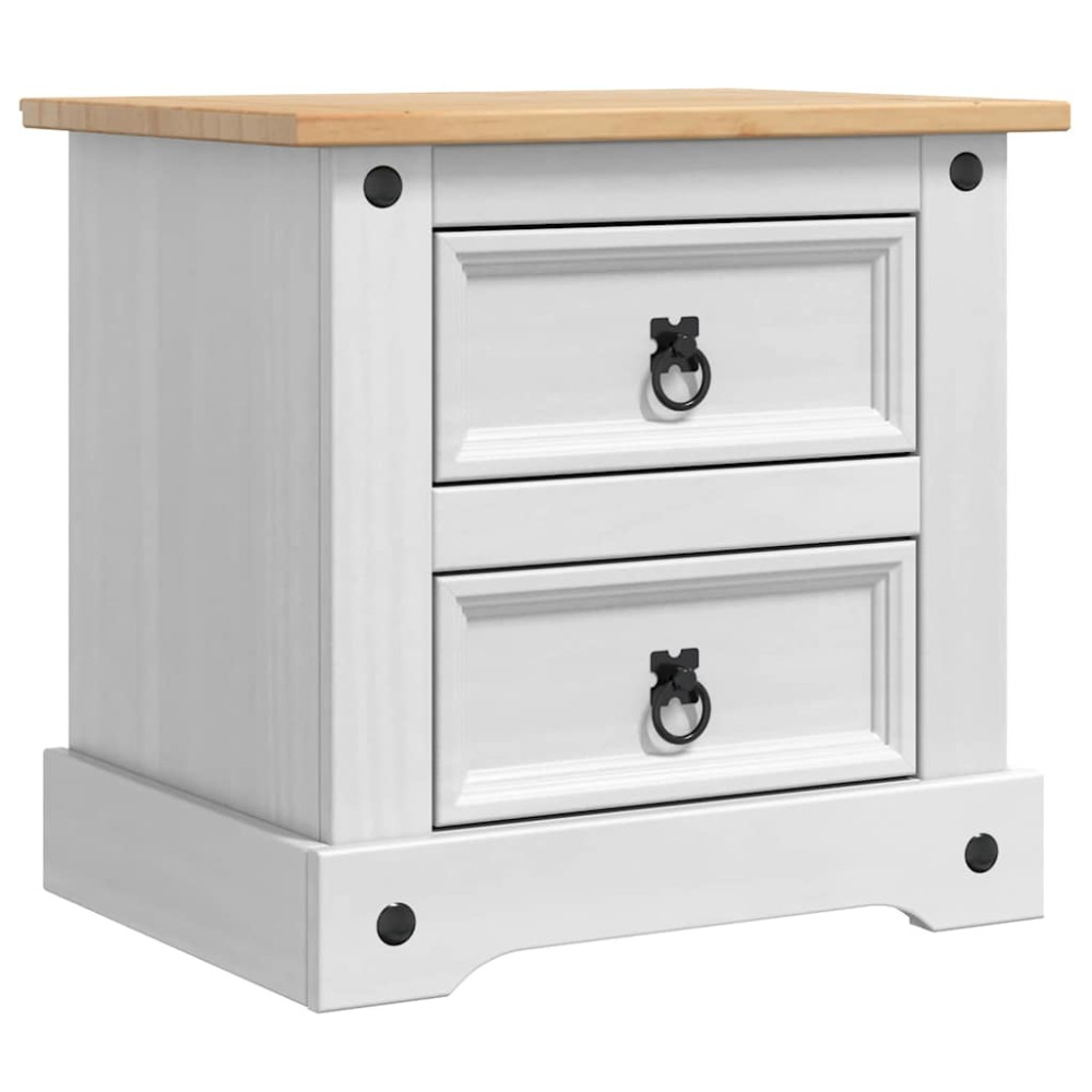 Produktbild för Sängbord med låda Corona Vit 53 x 39 x 47 cm Massiv furu