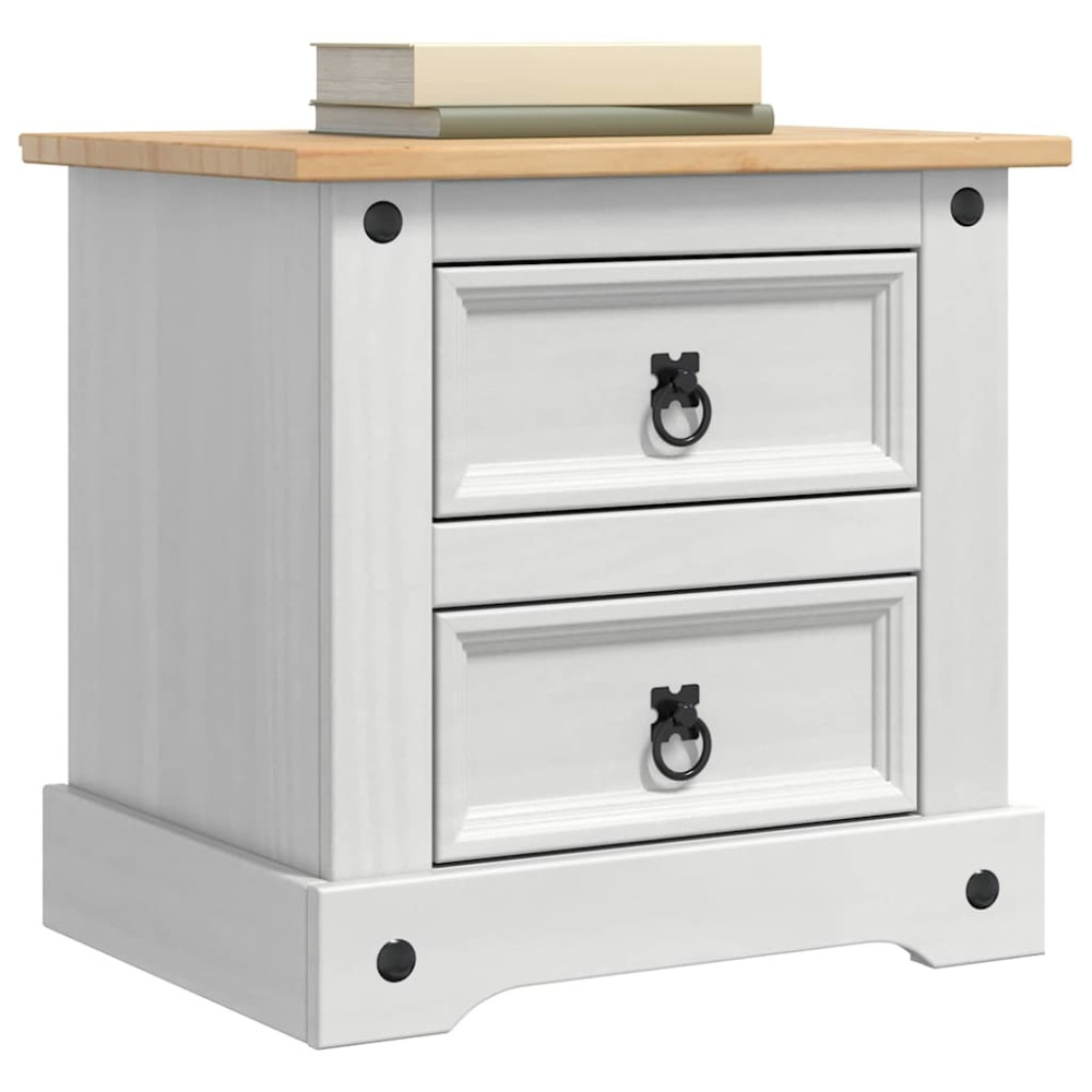 Produktbild för Sängbord med låda Corona Vit 53 x 39 x 47 cm Massiv furu