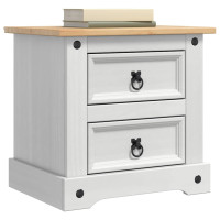 Produktbild för Sängbord med låda Corona Vit 53 x 39 x 47 cm Massiv furu