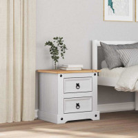 Produktbild för Sängbord med låda Corona Vit 53 x 39 x 47 cm Massiv furu
