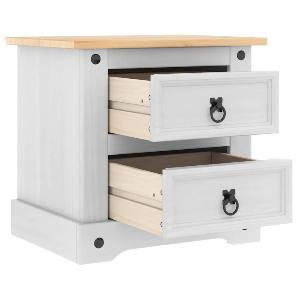 Produktbild för Sängbord med låda Corona Vit 53 x 39 x 47 cm Massiv furu
