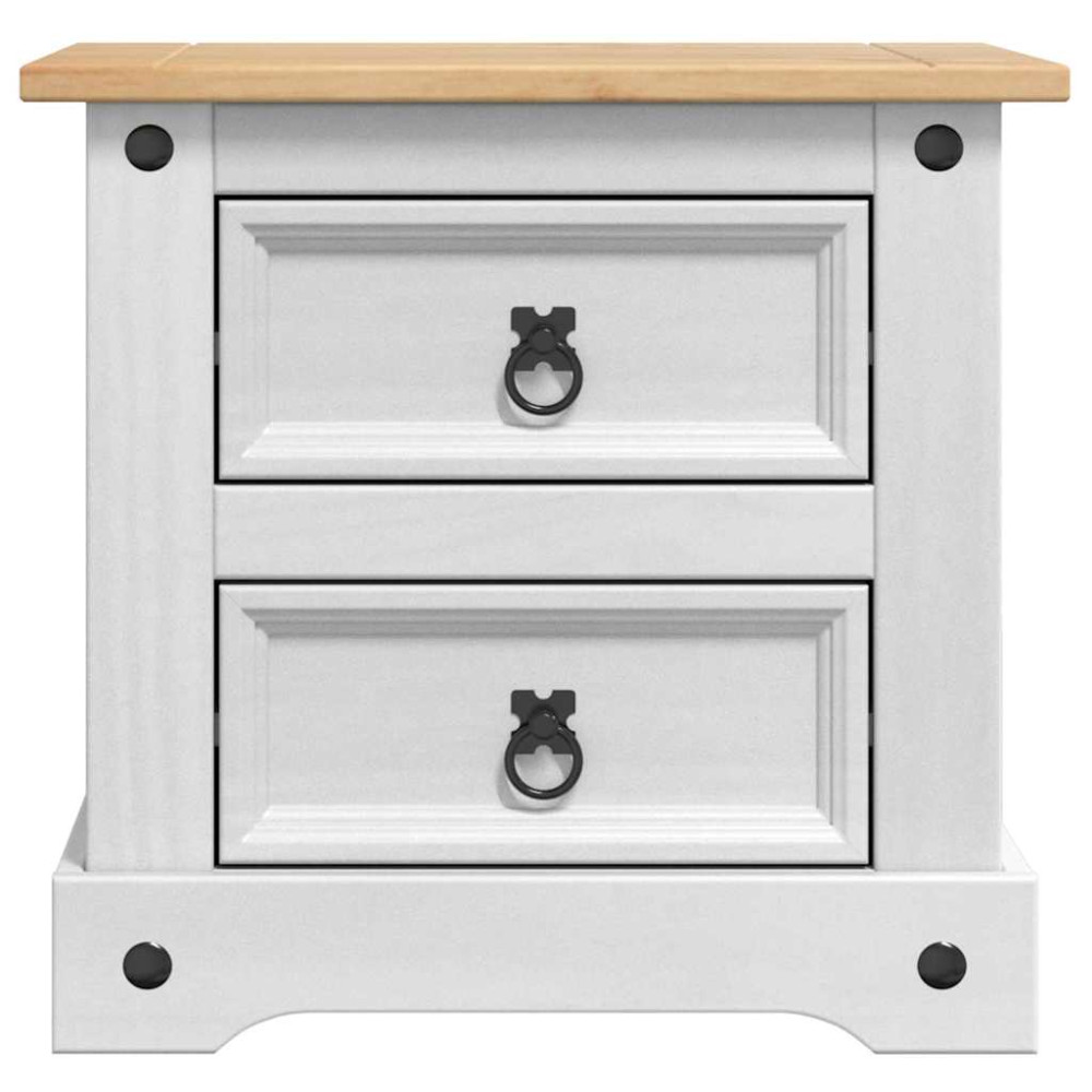 Produktbild för Sängbord med låda Corona Vit 53 x 39 x 47 cm Massiv furu