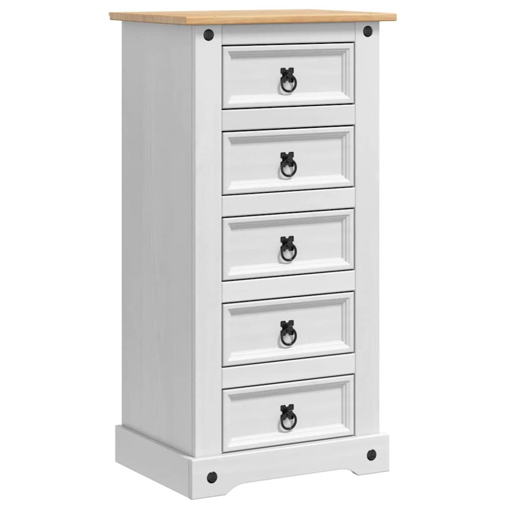 Produktbild för Sängbord med låda Corona Vit 53 x 39 x 103 cm Massiv furu