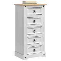 Produktbild för Sängbord med låda Corona Vit 53 x 39 x 103 cm Massiv furu