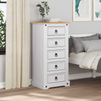Produktbild för Sängbord med låda Corona Vit 53 x 39 x 103 cm Massiv furu