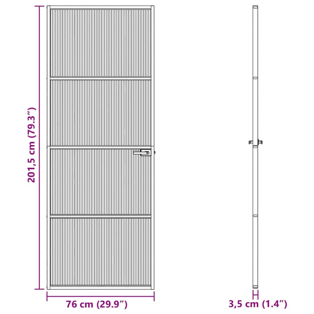 Produktbild för Hem dörr 76 x 201,5 x 3,5 cm Aluminium och Härdat Glas