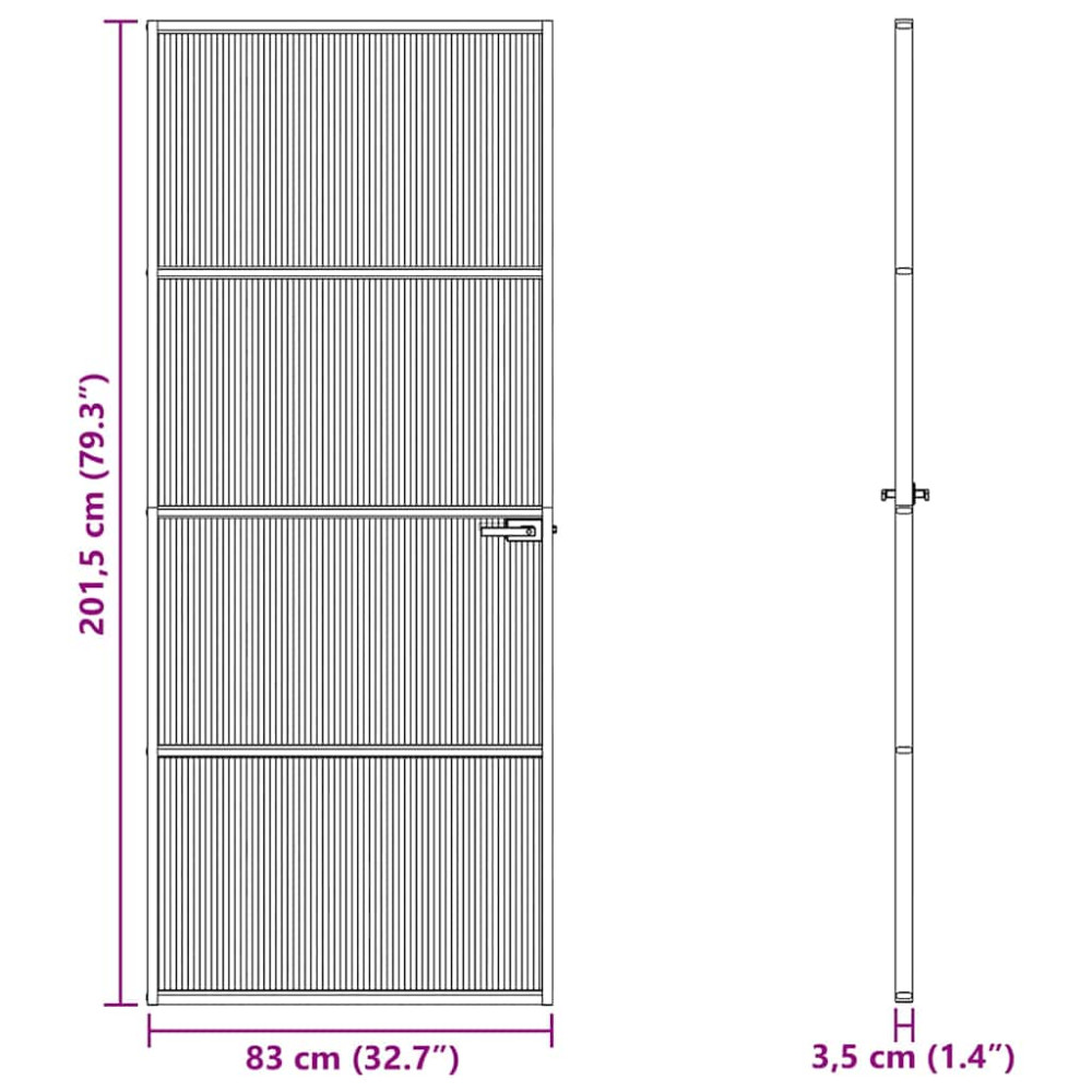 Produktbild för Hem dörr 83 x 201,5 x 3,5 cm Aluminium och Härdat Glas