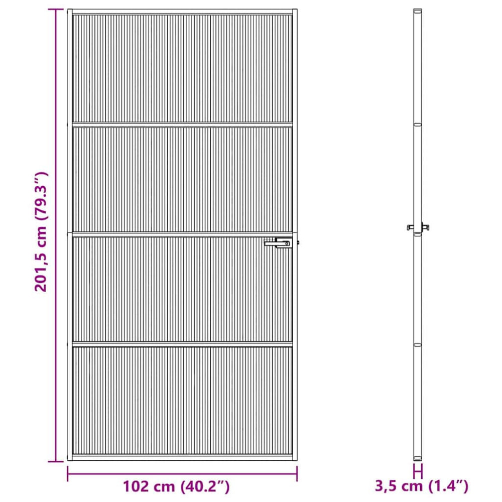 Produktbild för Hem dörr 102 x 201,5 x 3,5 cm Aluminium och Härdat Glas