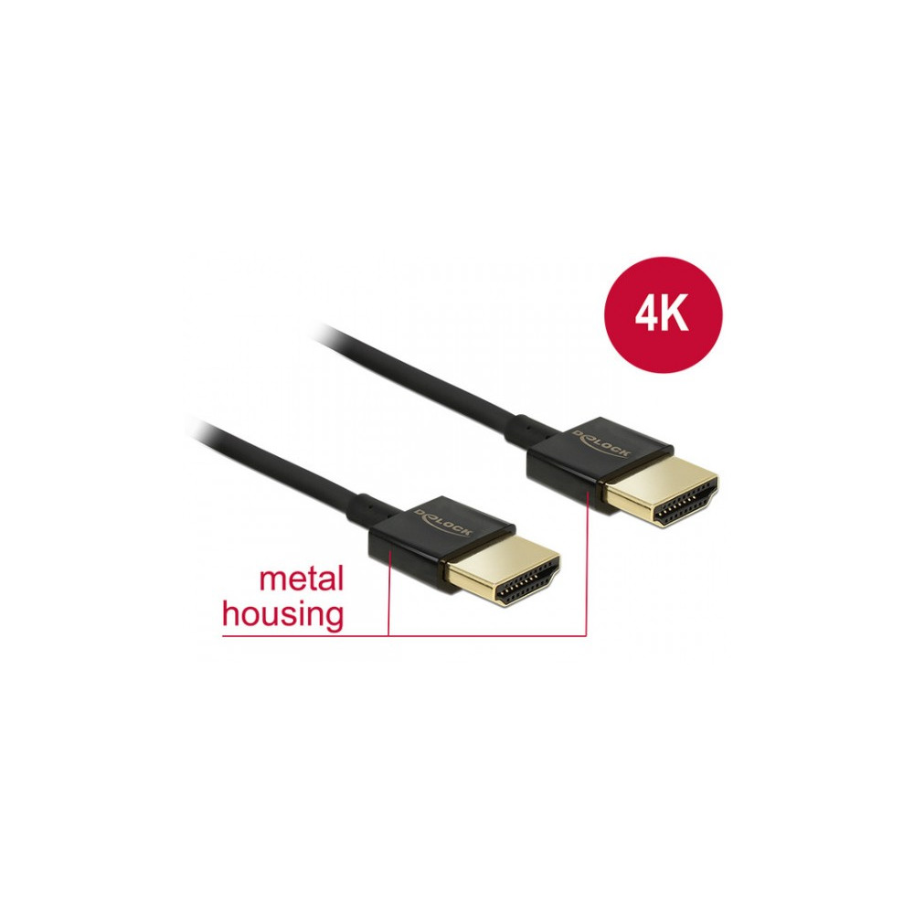 Produktbild för Delock Slim Premium - HDMI-kabel med Ethernet - 3 m