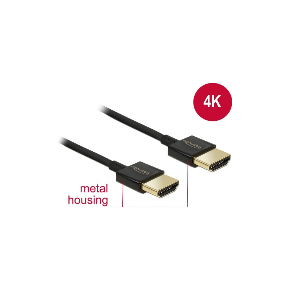 Produktbild för Delock Slim Premium - HDMI-kabel med Ethernet - 3 m