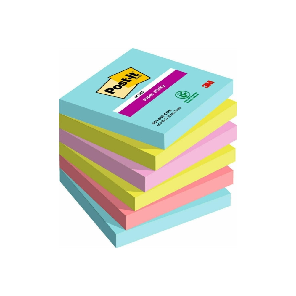 Produktbild för Post-it Super Sticky Notes Cosmic, 76mm x 76mm, 90 blad, pak...