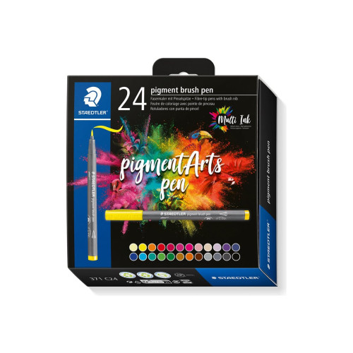 STAEDTLER STAEDTLER 371 - penselpenna - gul, pastellgul, röd, magenta, light rose, vinröd, blå, ljusblå, turkos, indigoblå, orange, ljus persika, grön, pilgrön, violett, rödviolett, ljust lavendel, rå sienna, brun, umbra, cool grå medium, mörk kall grå, gråsvart, n